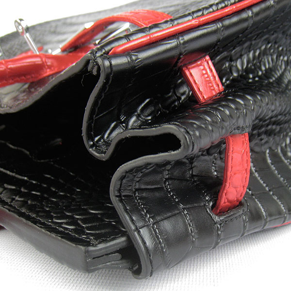 High Quality Fake Hermes Birkin 35CM Crocodile Veins Leather Bag Red/Black 6089 - Click Image to Close